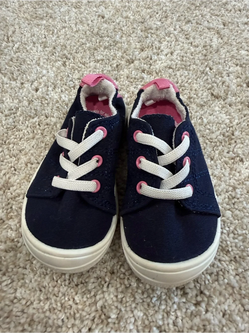 wonder nation Navy and Pink Canvas Lace-Up Kids Sneakers